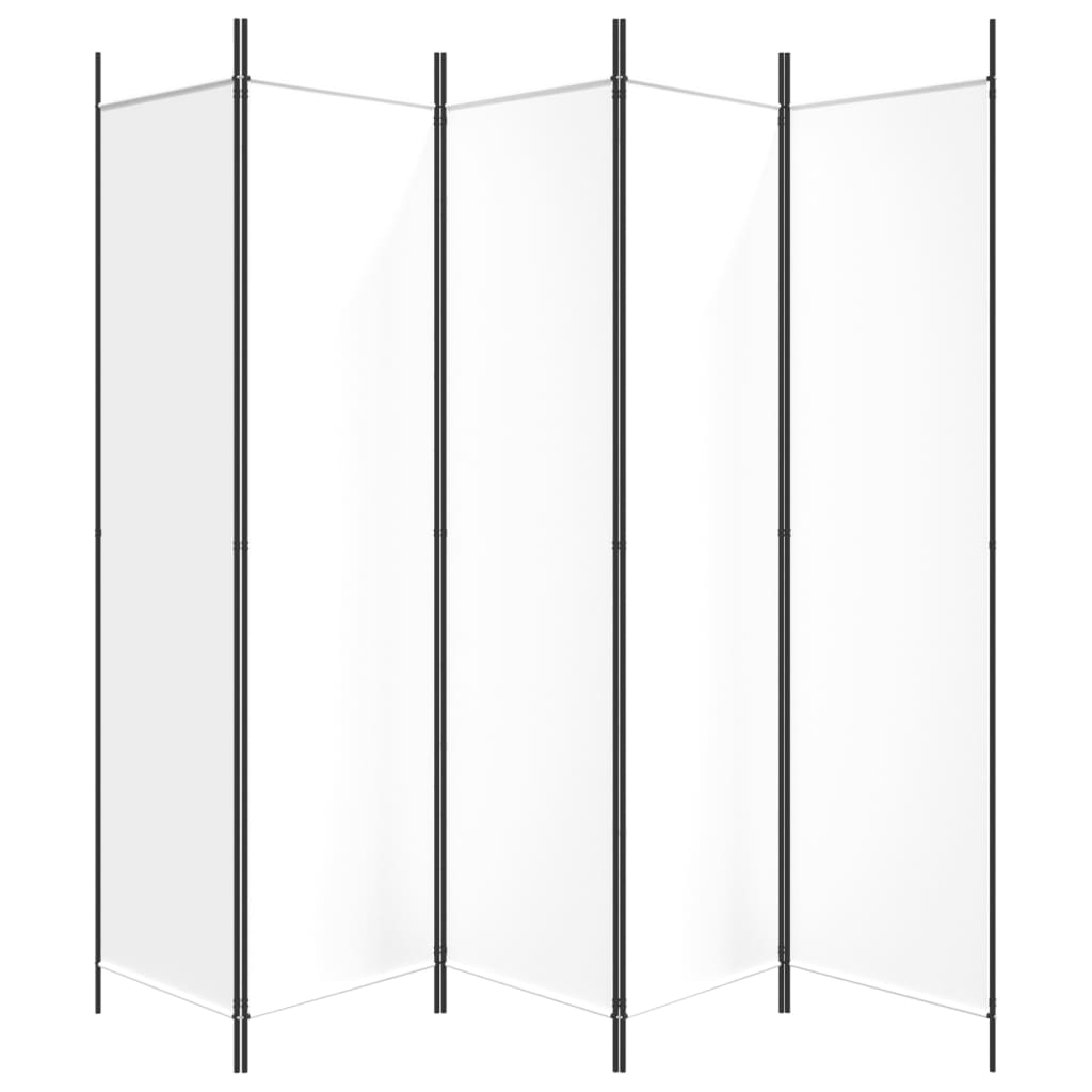 vidaXL Parawan 5-panelowy, biały, 250x200 cm, tkanina