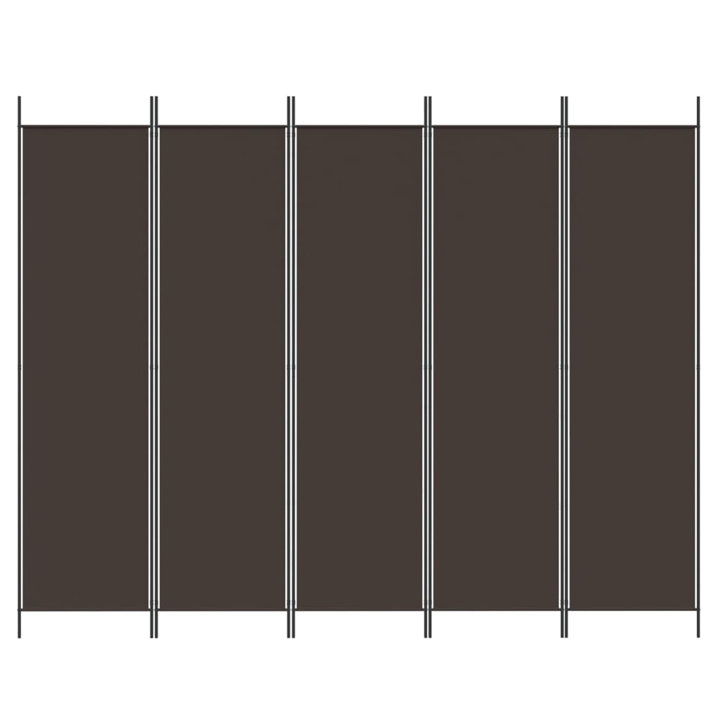 vidaXL Parawan 5-panelowy, brązowy, 250x200 cm, tkanina