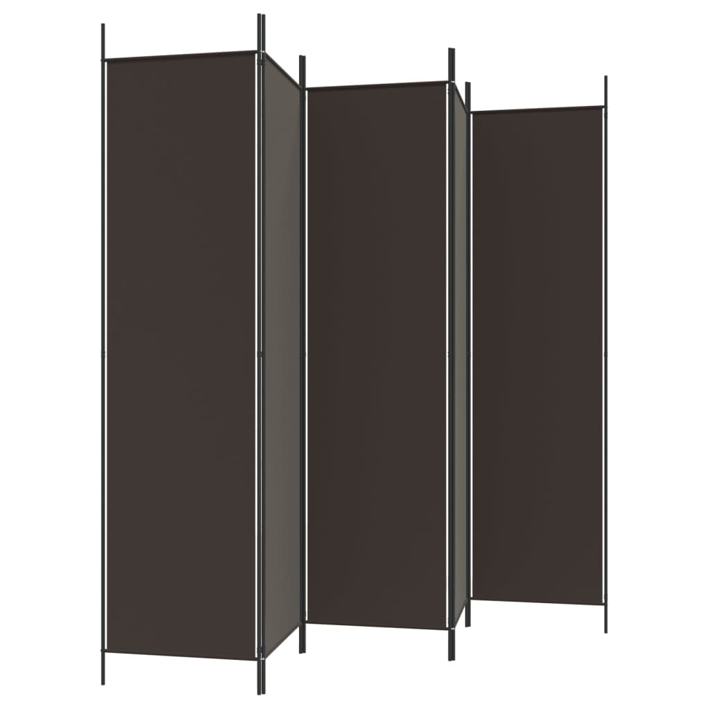 vidaXL Parawan 5-panelowy, brązowy, 250x200 cm, tkanina