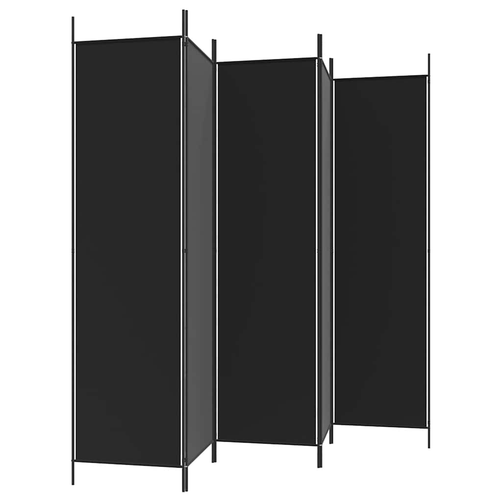 vidaXL Parawan 5-panelowy, czarny, 250x200 cm, tkanina