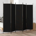 vidaXL Parawan 5-panelowy, czarny, 250x200 cm, tkanina