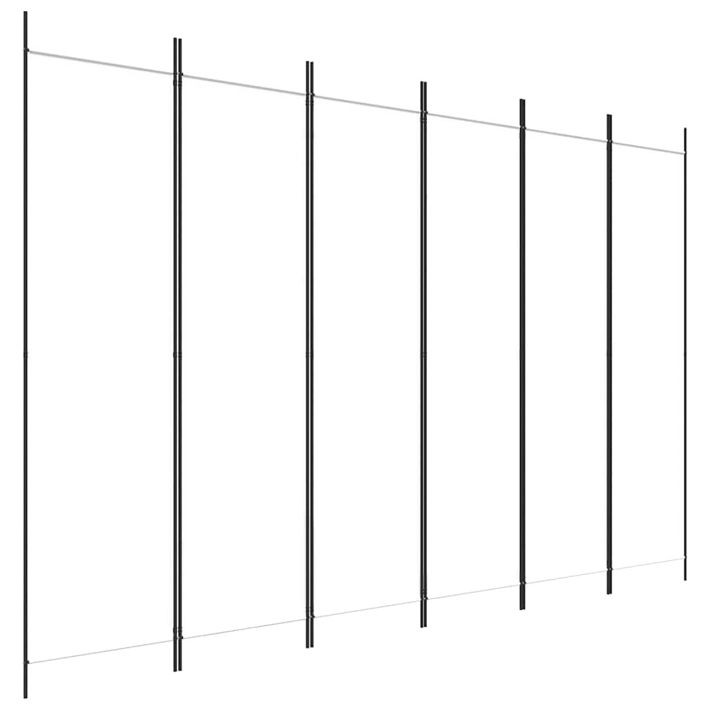 vidaXL Parawan 6-panelowy, biały, 300 x 200 cm, tkanina