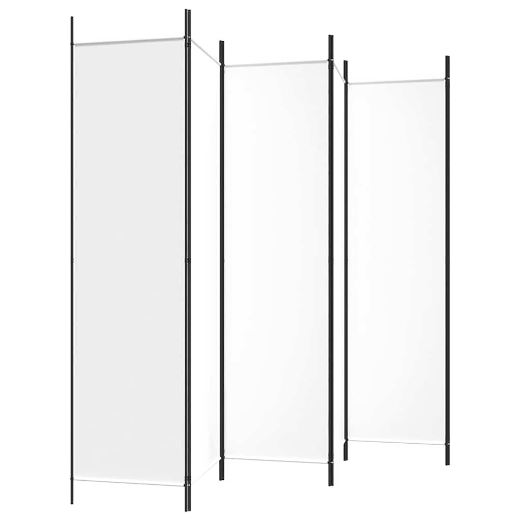 vidaXL Parawan 6-panelowy, biały, 300 x 200 cm, tkanina