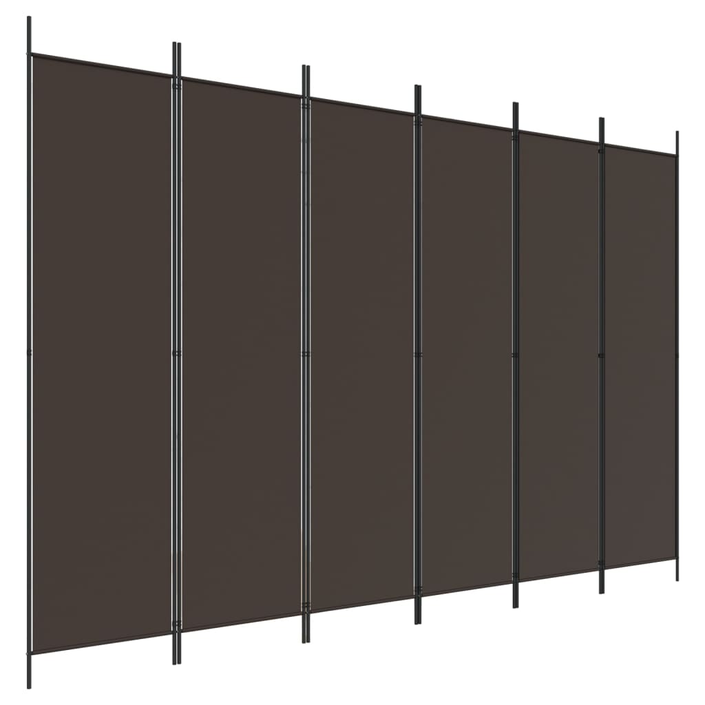 vidaXL Parawan 6-panelowy, brązowy, 300x200 cm, tkanina