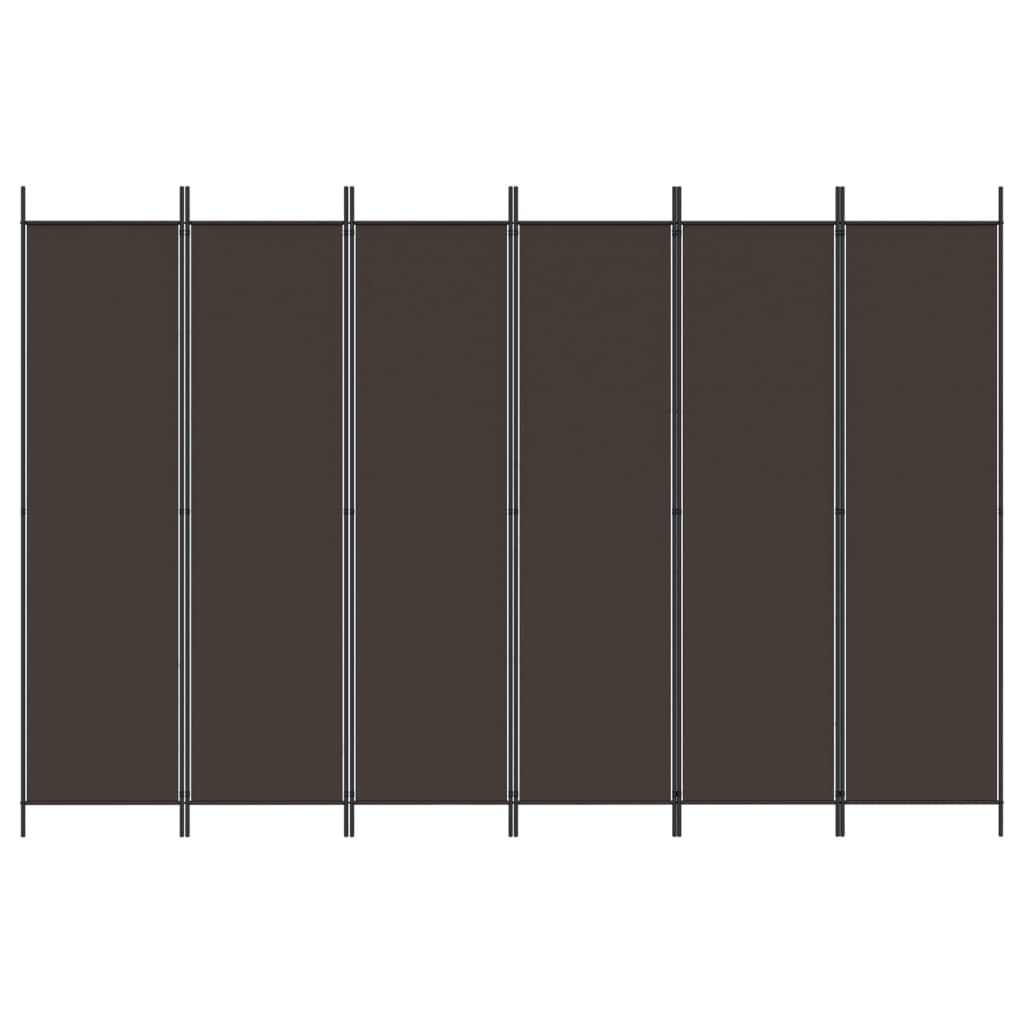 vidaXL Parawan 6-panelowy, brązowy, 300x200 cm, tkanina