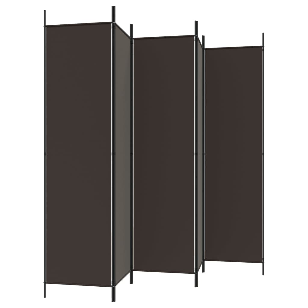 vidaXL Parawan 6-panelowy, brązowy, 300x200 cm, tkanina