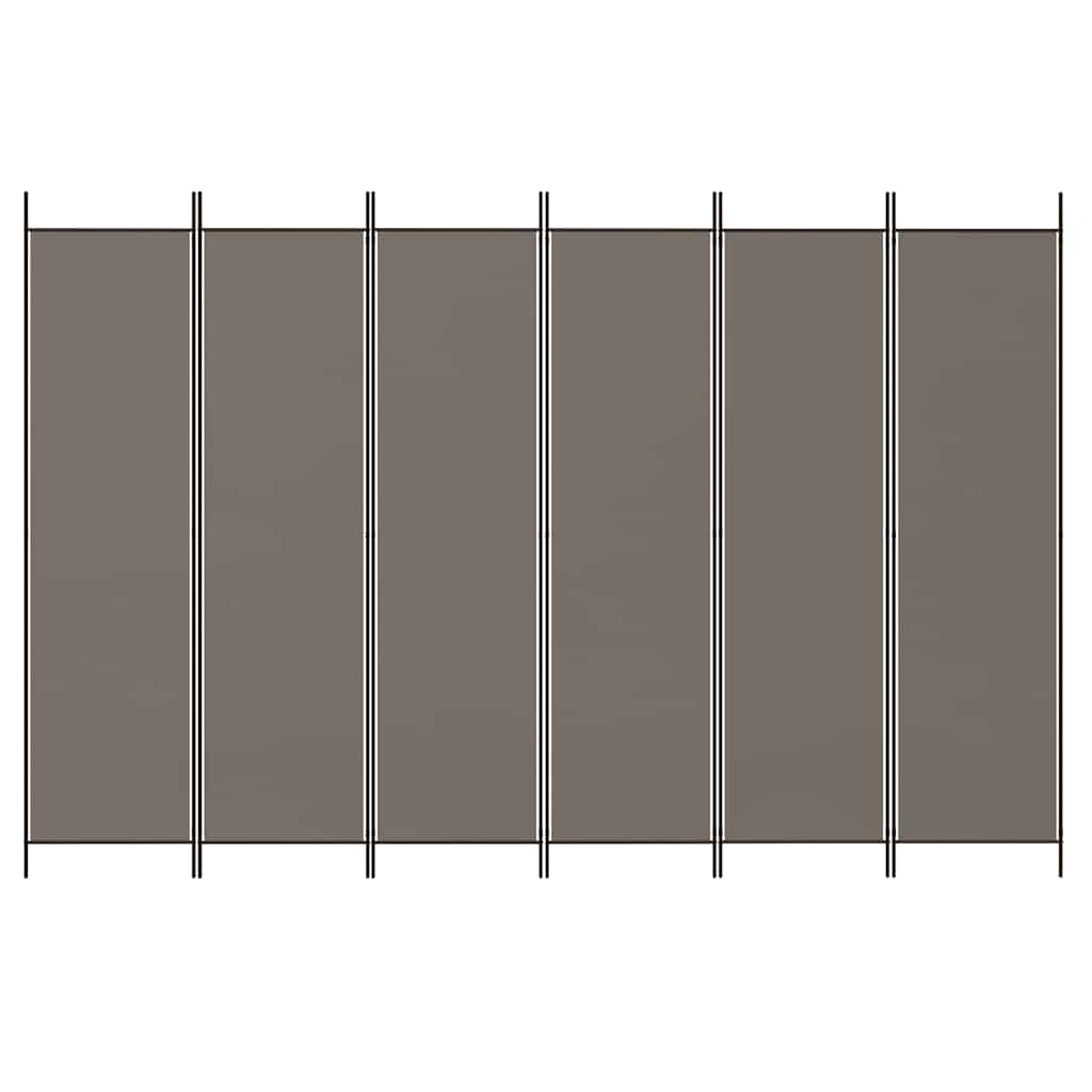 vidaXL Parawan 6-panelowy, antracytowy, 300x200 cm, tkanina