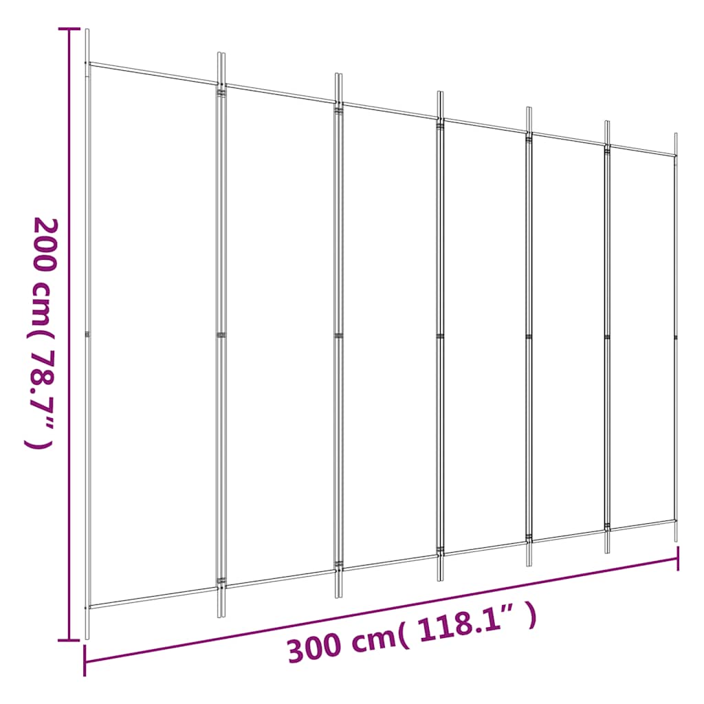 vidaXL Parawan 6-panelowy, antracytowy, 300x200 cm, tkanina