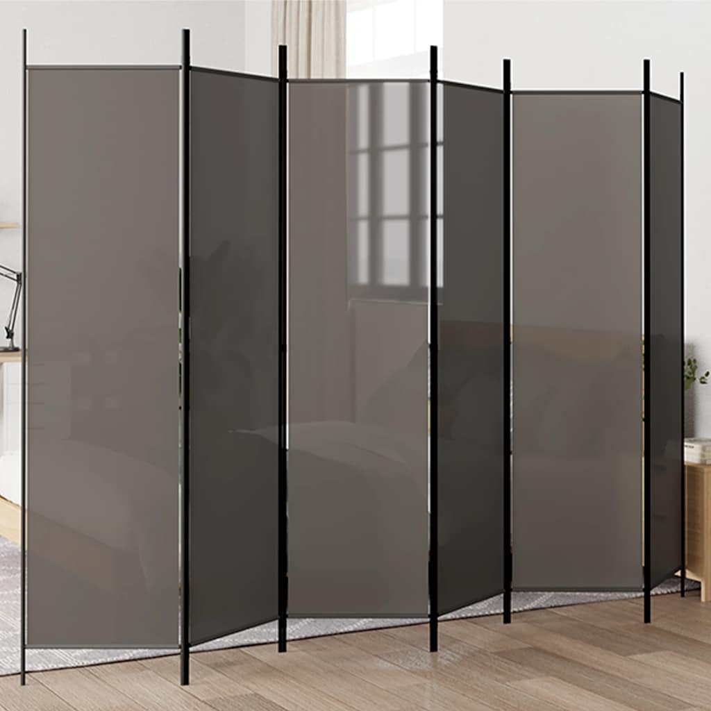 vidaXL Parawan 6-panelowy, antracytowy, 300x200 cm, tkanina