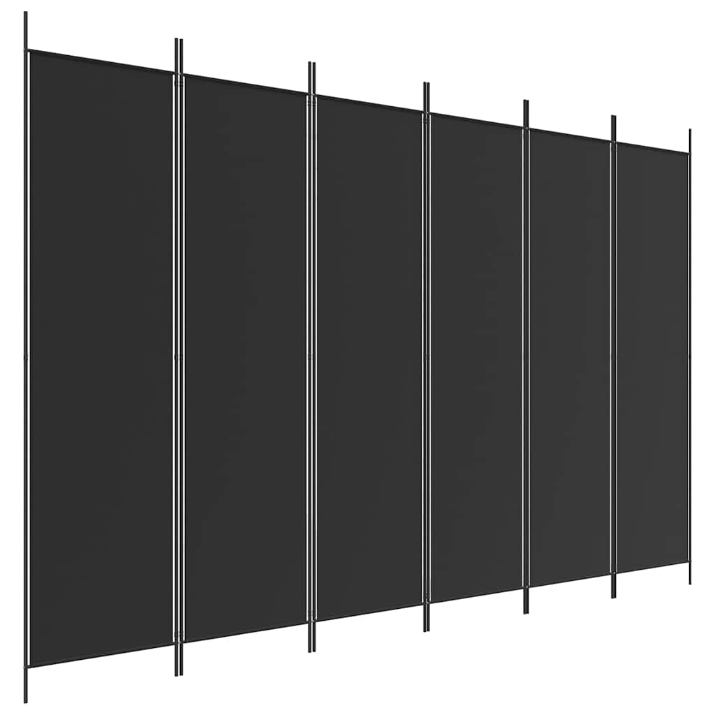 vidaXL Parawan 6-panelowy, czarny, 300x200 cm, tkanina