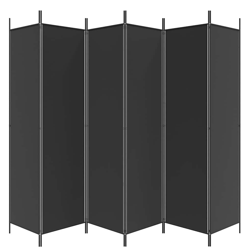 vidaXL Parawan 6-panelowy, czarny, 300x200 cm, tkanina