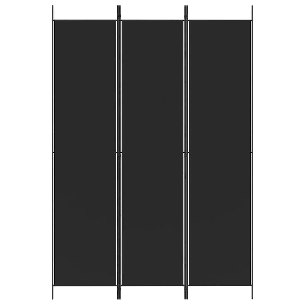 vidaXL Parawan 3-panelowy, czarny, 150x220 cm, tkanina
