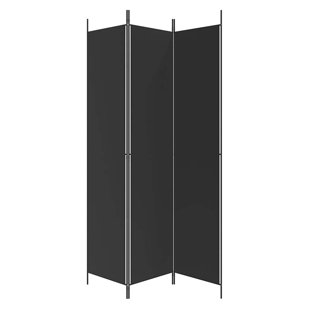 vidaXL Parawan 3-panelowy, czarny, 150x220 cm, tkanina