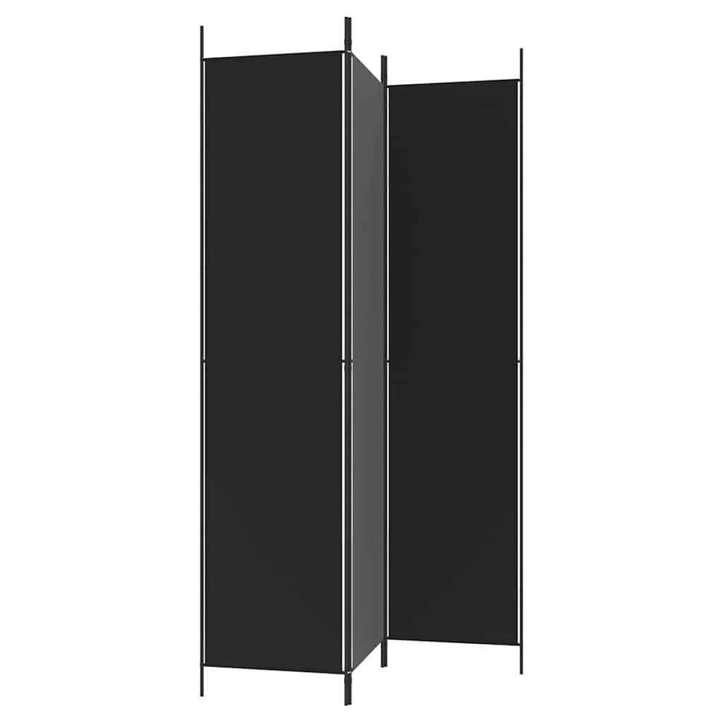 vidaXL Parawan 3-panelowy, czarny, 150x220 cm, tkanina