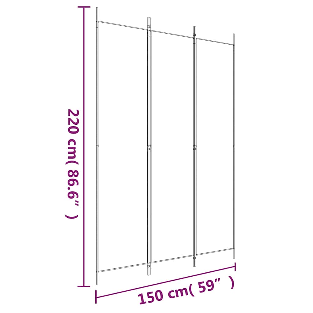 vidaXL Parawan 3-panelowy, czarny, 150x220 cm, tkanina