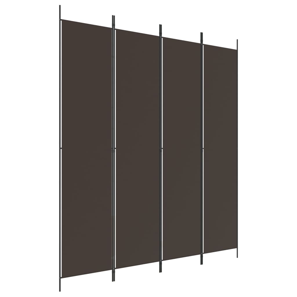 vidaXL Parawan 4-panelowy, brązowy, 200x220 cm, tkanina