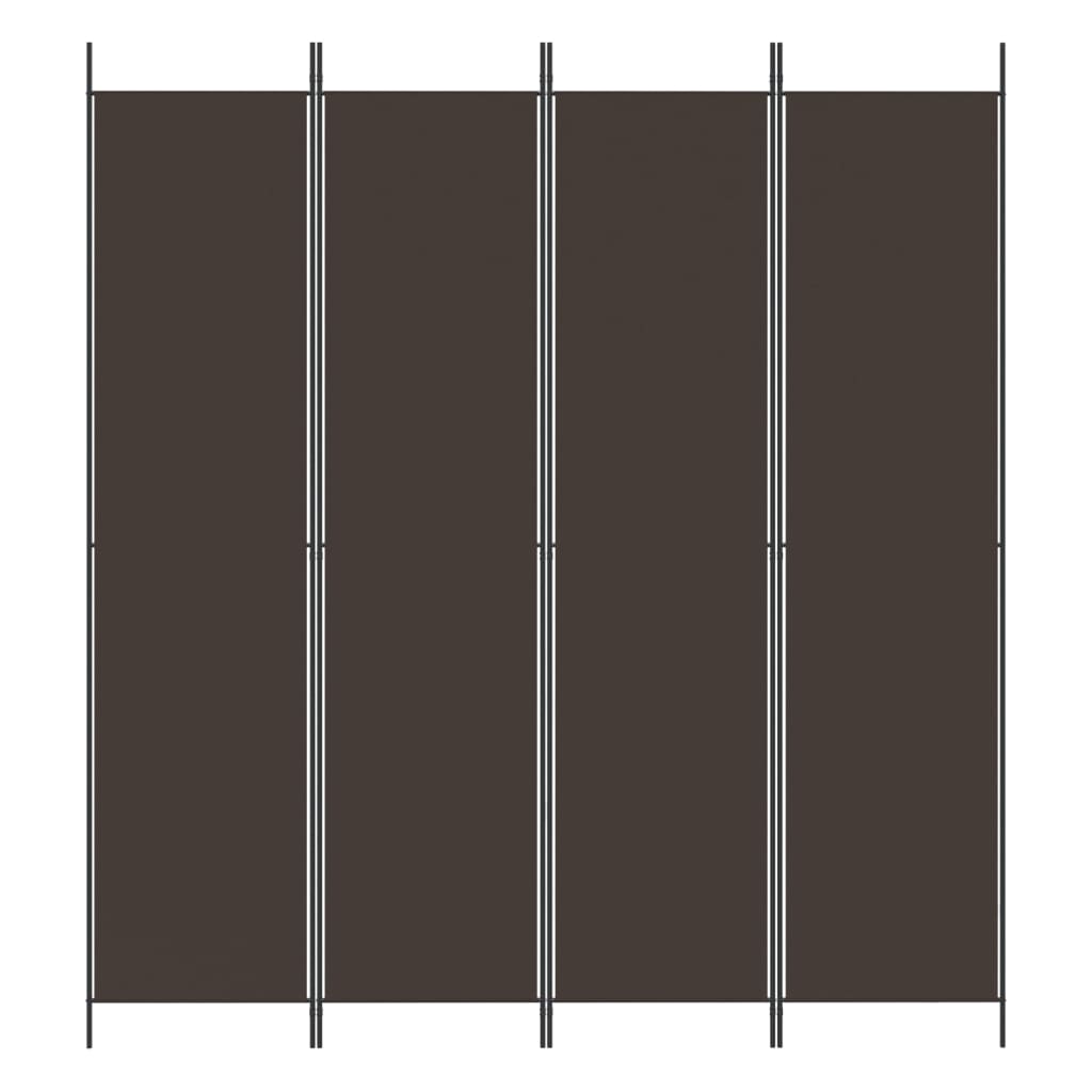 vidaXL Parawan 4-panelowy, brązowy, 200x220 cm, tkanina