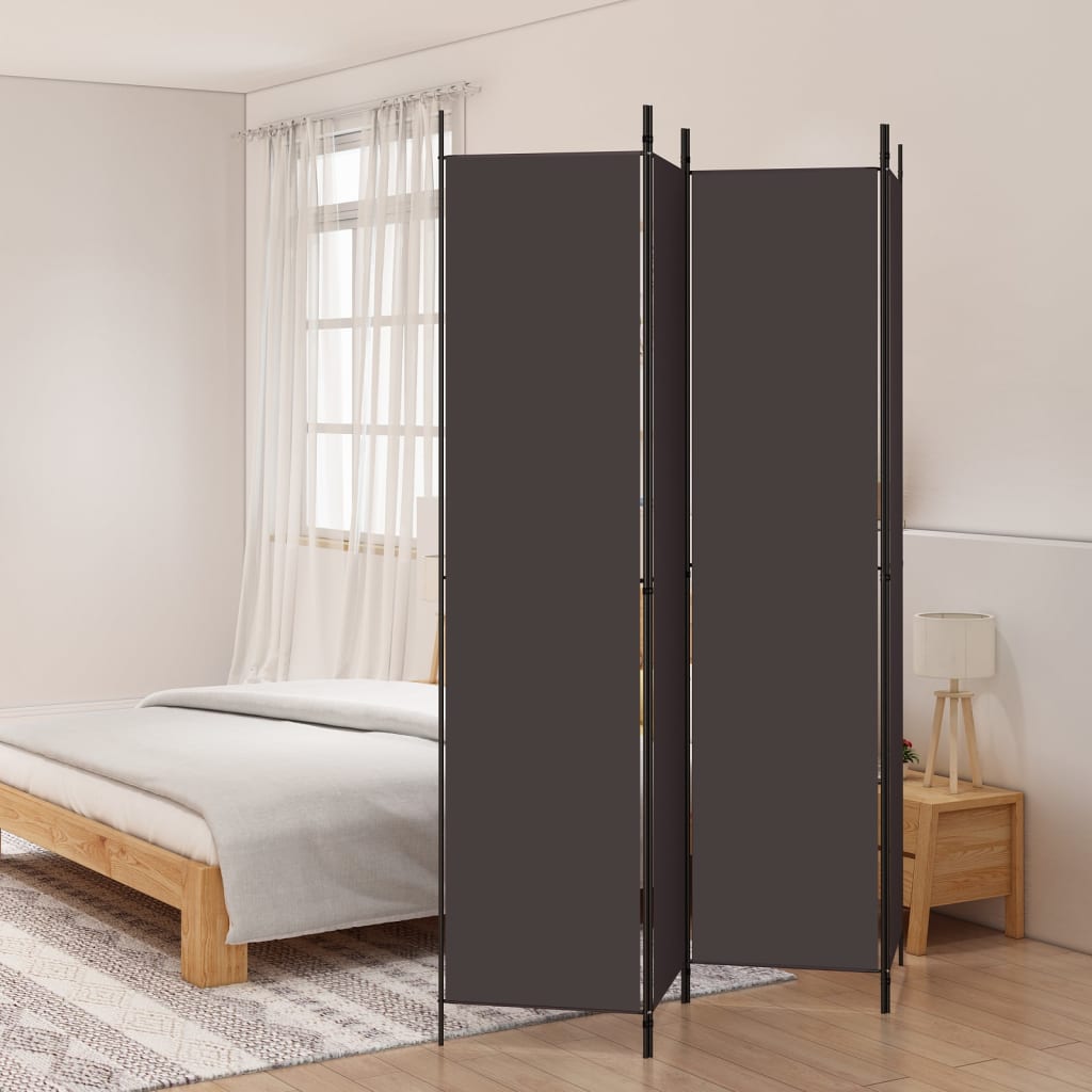 vidaXL Parawan 4-panelowy, brązowy, 200x220 cm, tkanina