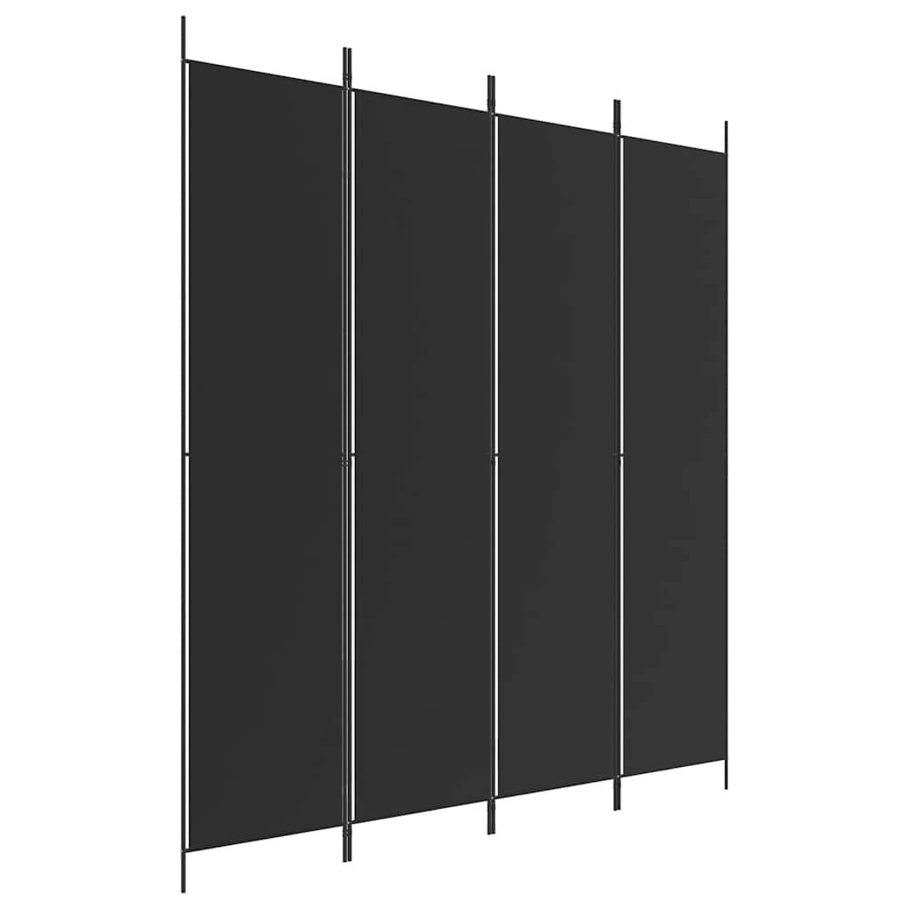 vidaXL Parawan 4-panelowy, czarny, 200x220 cm, tkanina