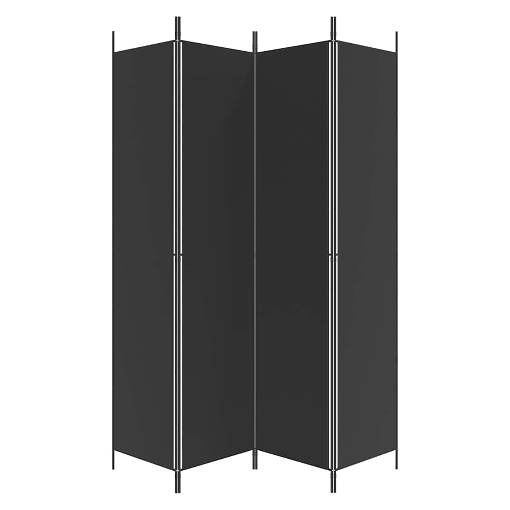 vidaXL Parawan 4-panelowy, czarny, 200x220 cm, tkanina