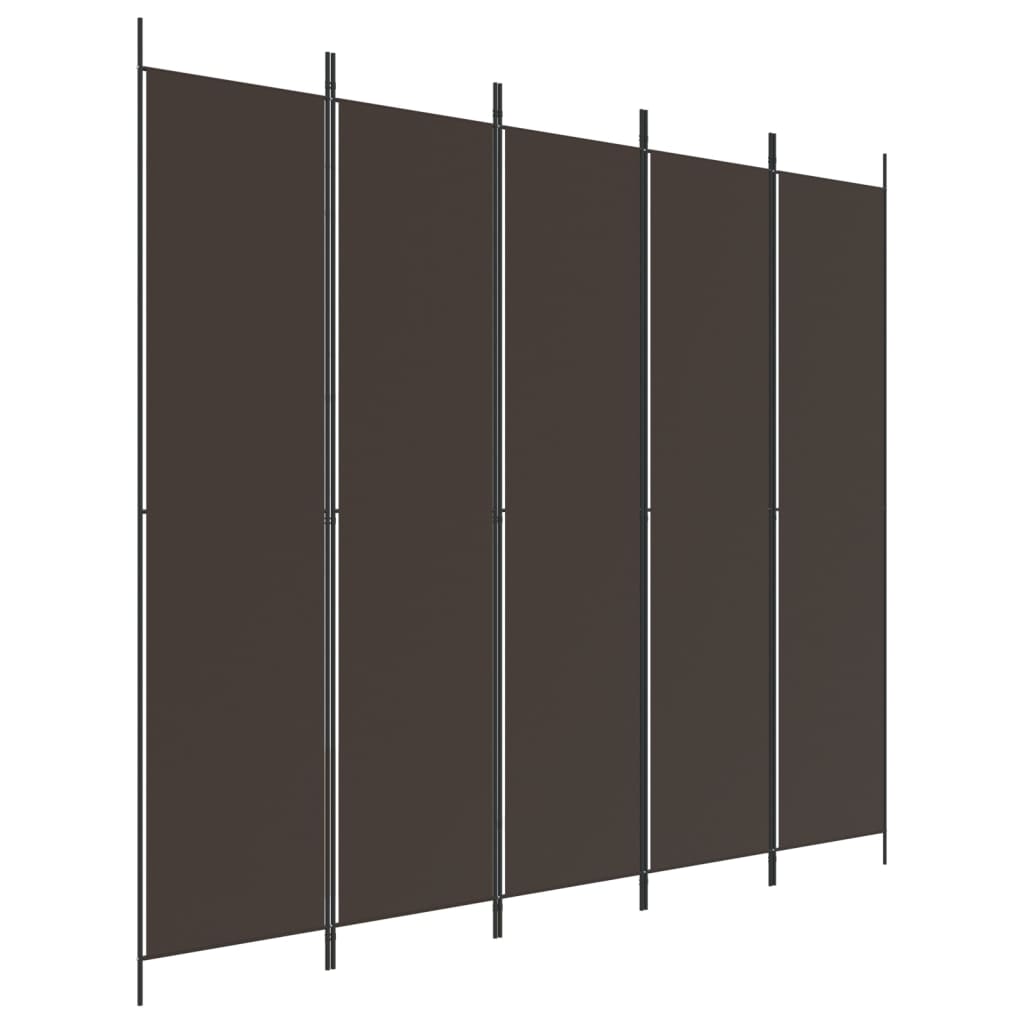 vidaXL Parawan 5-panelowy, brązowy, 250x220 cm, tkanina