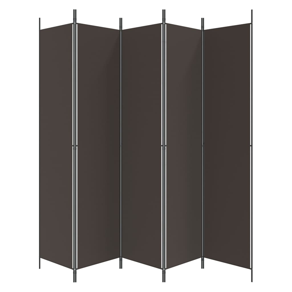 vidaXL Parawan 5-panelowy, brązowy, 250x220 cm, tkanina