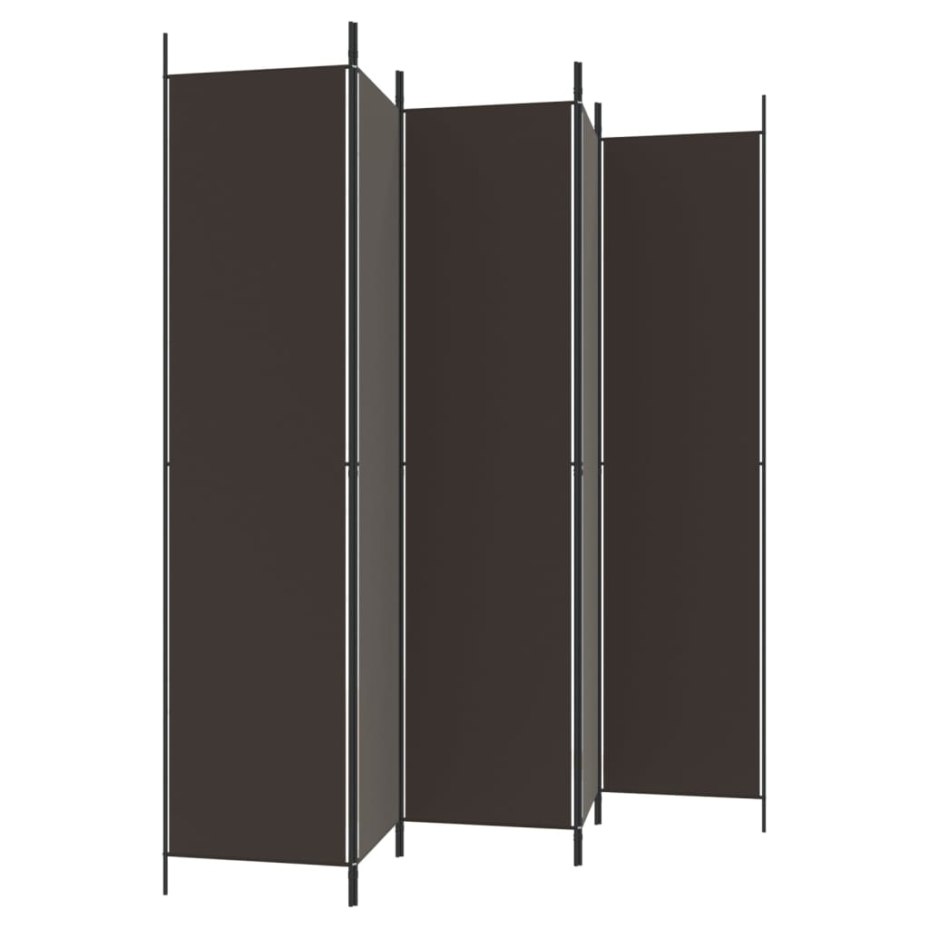 vidaXL Parawan 5-panelowy, brązowy, 250x220 cm, tkanina