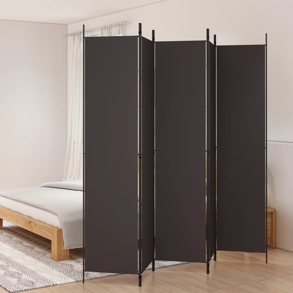 vidaXL Parawan 5-panelowy, brązowy, 250x220 cm, tkanina