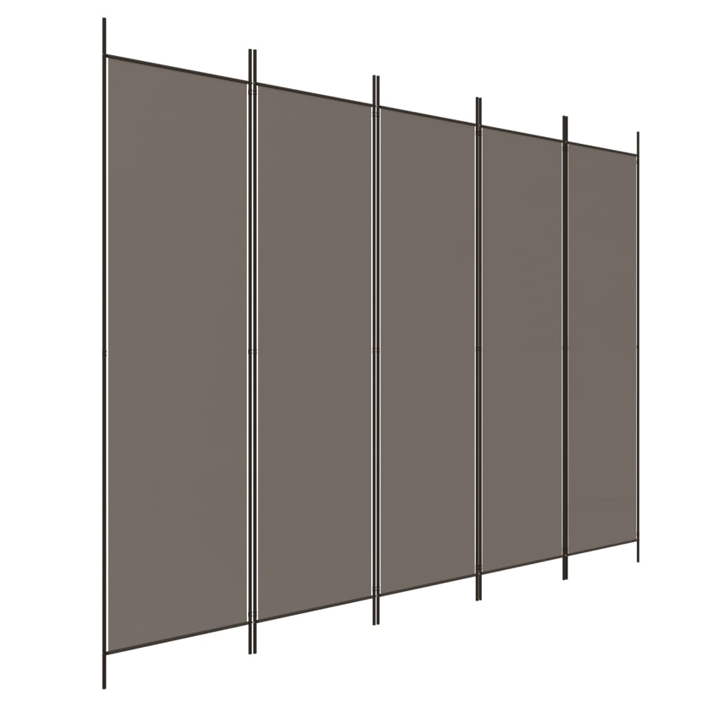 vidaXL Parawan 5-panelowy, antracytowy,250x220 cm, tkanina