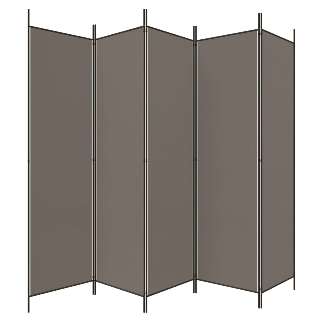 vidaXL Parawan 5-panelowy, antracytowy,250x220 cm, tkanina