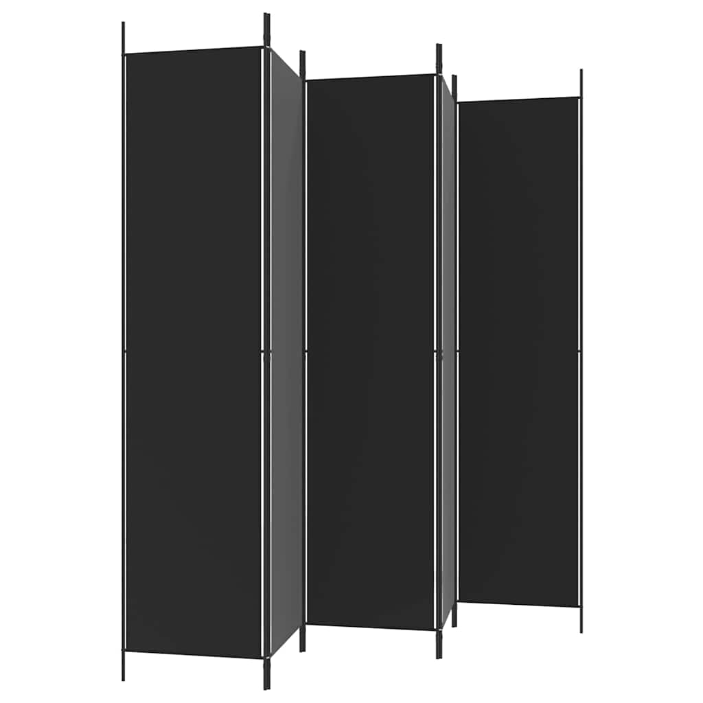 vidaXL Parawan 5-panelowy, czarny, 250x220 cm, tkanina