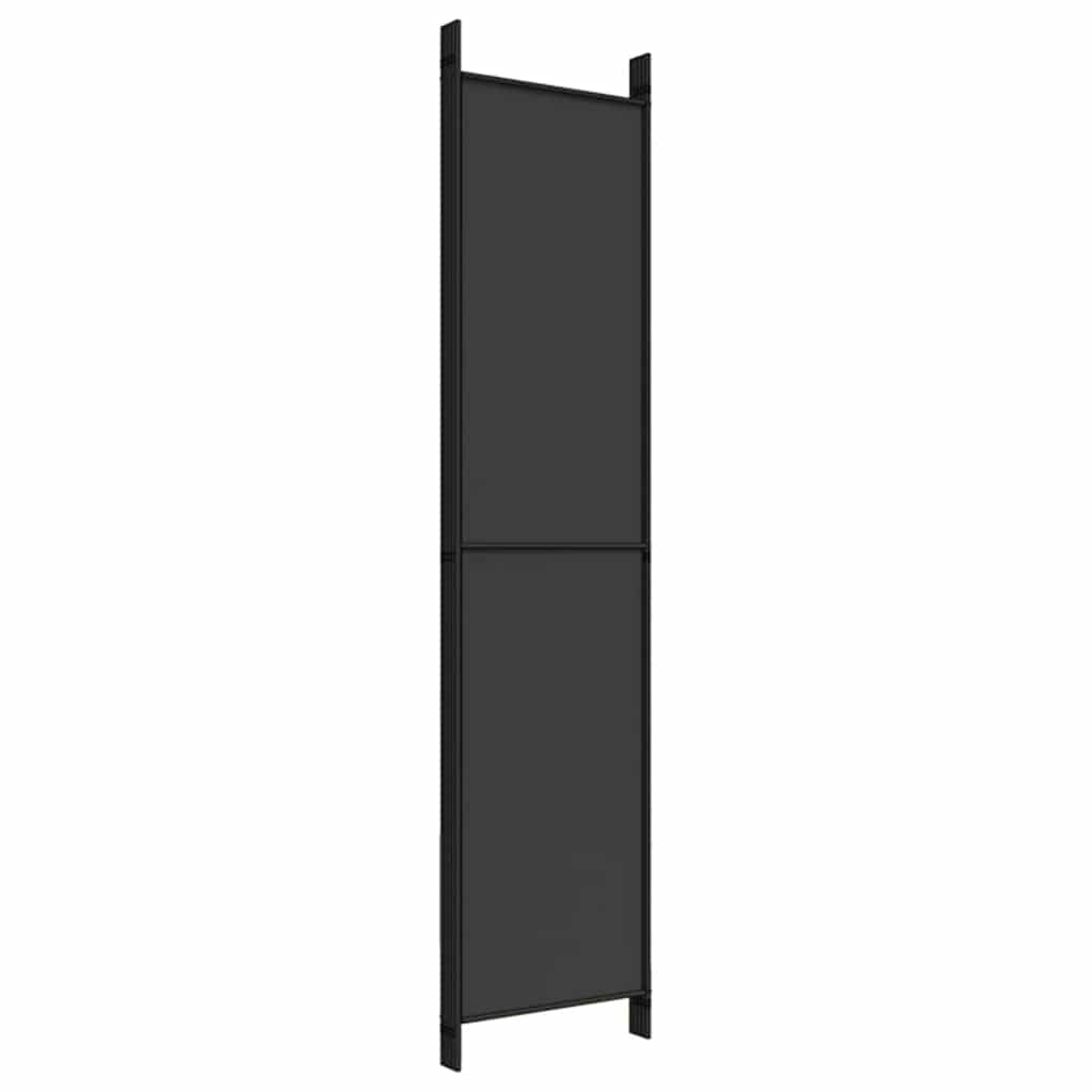 vidaXL Parawan 5-panelowy, czarny, 250x220 cm, tkanina