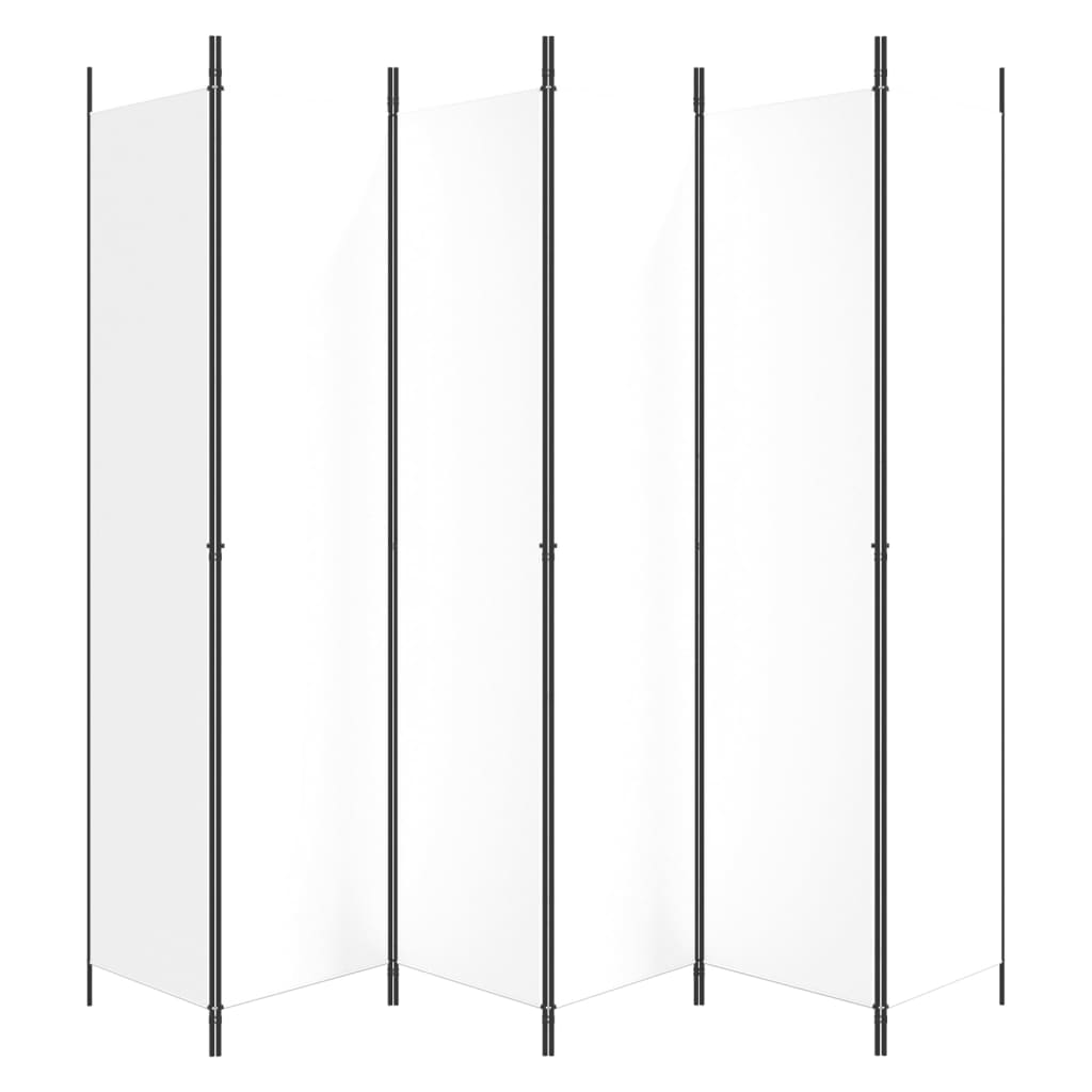 vidaXL Parawan 6-panelowy, biały, 300x220 cm, tkanina