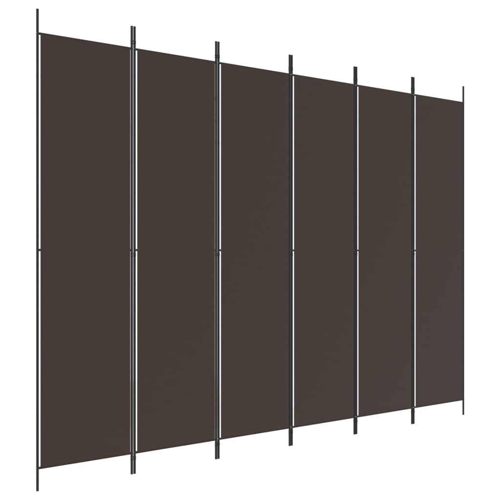 vidaXL Parawan 6-panelowy, brązowy, 300x220 cm, tkanina