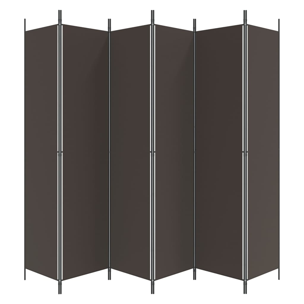 vidaXL Parawan 6-panelowy, brązowy, 300x220 cm, tkanina