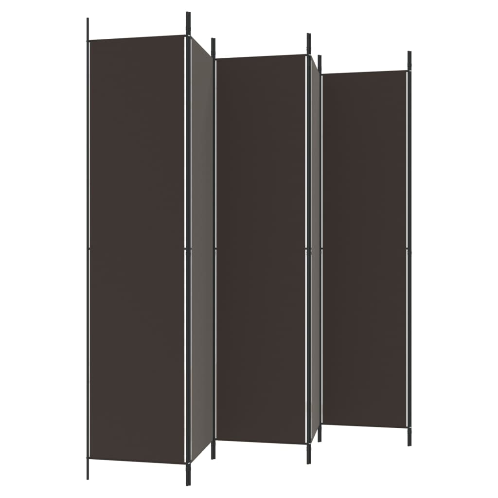 vidaXL Parawan 6-panelowy, brązowy, 300x220 cm, tkanina