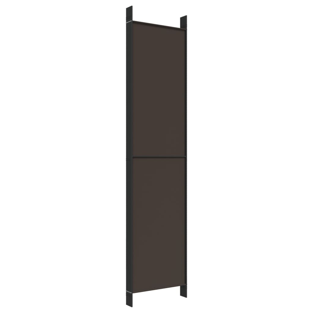 vidaXL Parawan 6-panelowy, brązowy, 300x220 cm, tkanina