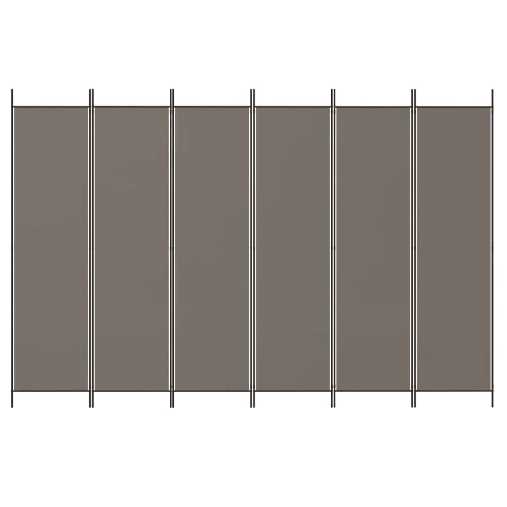 vidaXL Parawan 6-panelowy, antracytowy, 300x220 cm, tkanina