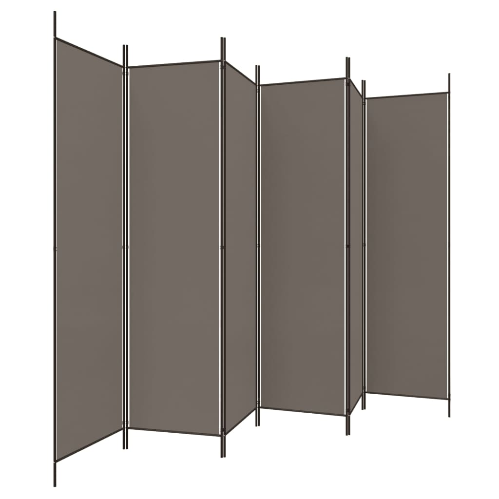 vidaXL Parawan 6-panelowy, antracytowy, 300x220 cm, tkanina