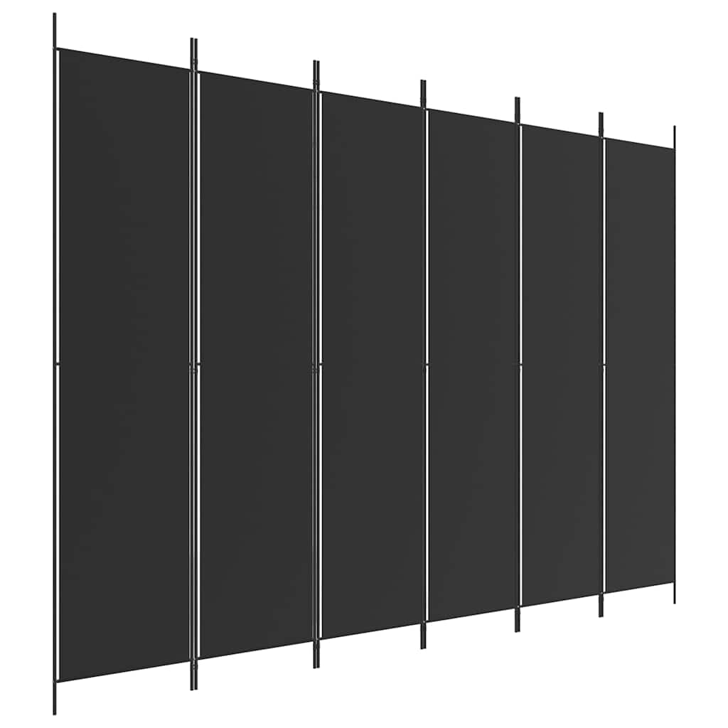 vidaXL Parawan 6-panelowy, czarny, 300x220 cm, tkanina