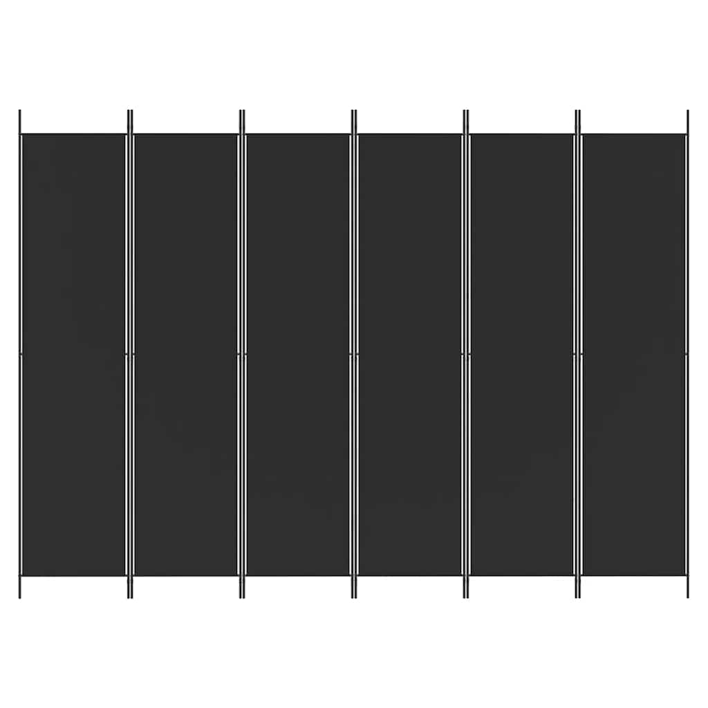 vidaXL Parawan 6-panelowy, czarny, 300x220 cm, tkanina