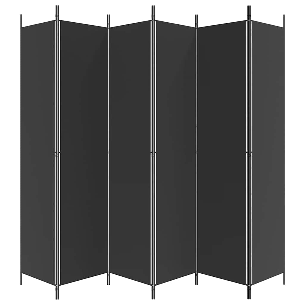 vidaXL Parawan 6-panelowy, czarny, 300x220 cm, tkanina