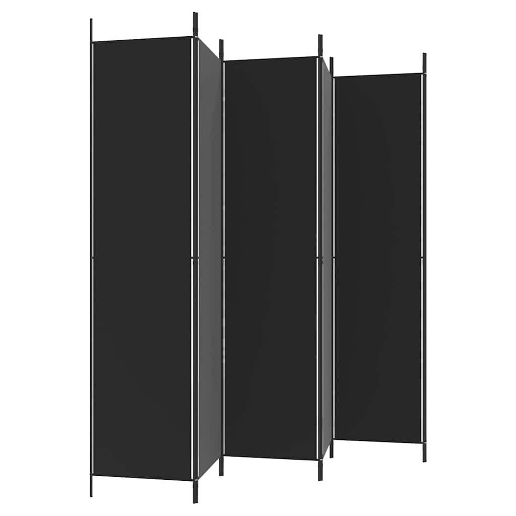 vidaXL Parawan 6-panelowy, czarny, 300x220 cm, tkanina