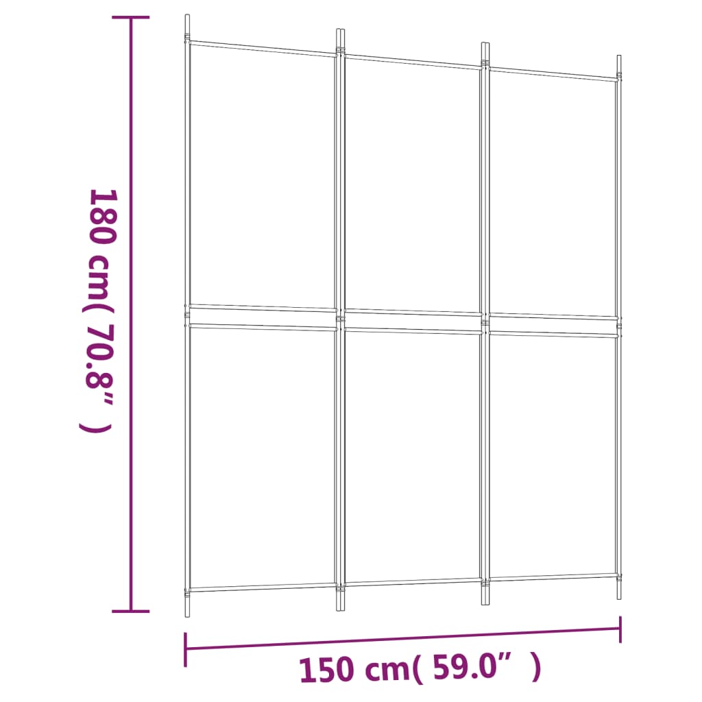 vidaXL Parawan 3-panelowy, antracytowy, 150 x 180 cm, tkanina