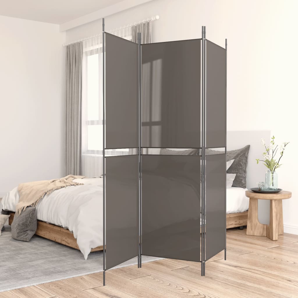 vidaXL Parawan 3-panelowy, antracytowy, 150 x 180 cm, tkanina