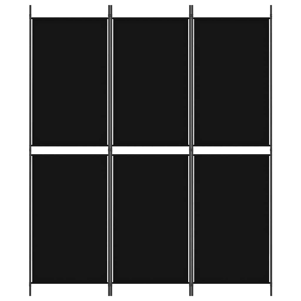 vidaXL Parawan 3-panelowy, czarny, 150 x 180 cm, tkanina