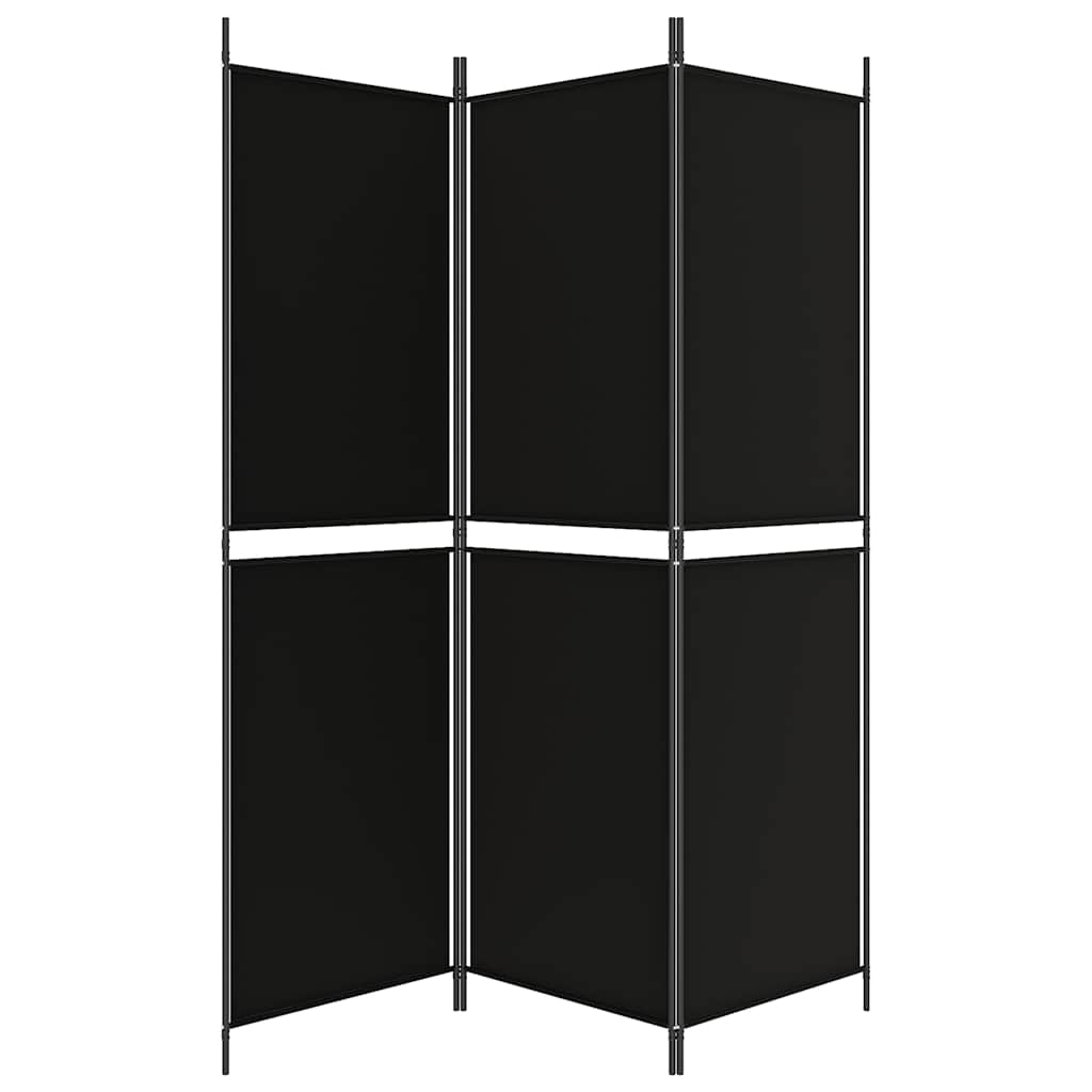 vidaXL Parawan 3-panelowy, czarny, 150 x 180 cm, tkanina