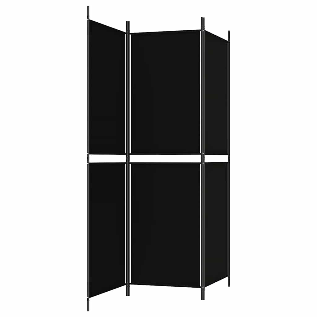 vidaXL Parawan 3-panelowy, czarny, 150 x 180 cm, tkanina