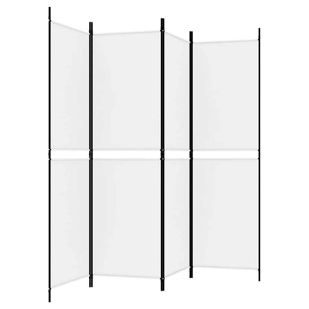 vidaXL Parawan 4-panelowy, biały, 200 x 180 cm, tkanina