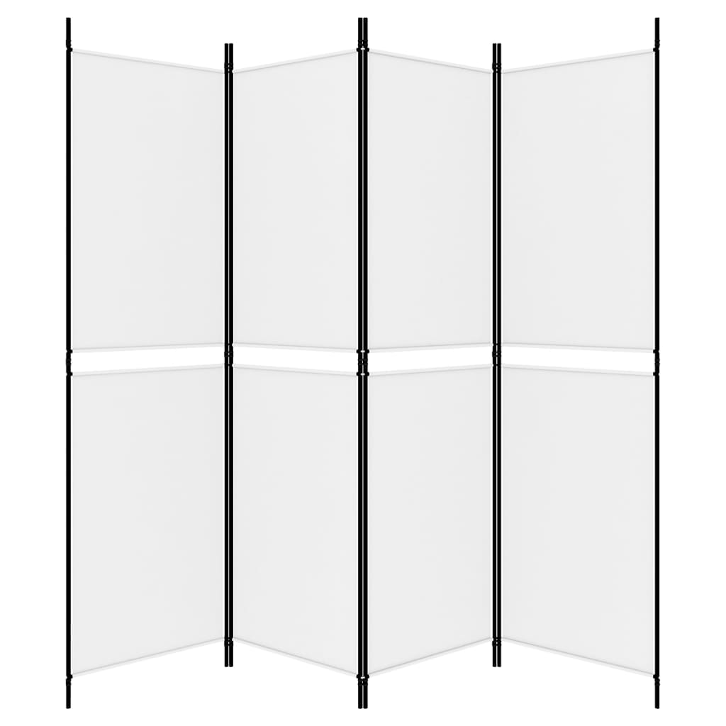 vidaXL Parawan 4-panelowy, biały, 200 x 180 cm, tkanina